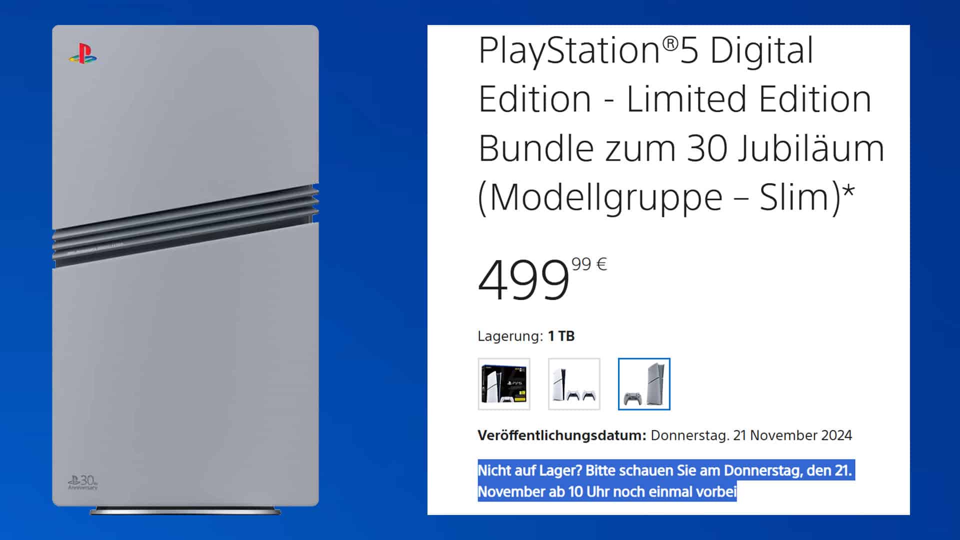 PS5 mince :L'édition 30e anniversaire peut probablement être à nouveau commandée à partir d'aujourd'hui